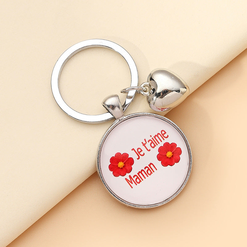 Wholesale Glass Mother's Day Love Time Stone Keychain